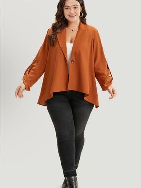 Rust Orange Draped Single-Button Blazer from BloomChic size 32 5x 6x